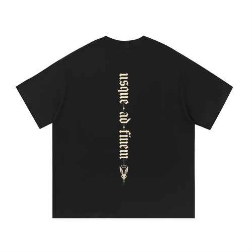House of Lay Usque Ad Finem Rabbit Tee in black, back product view
