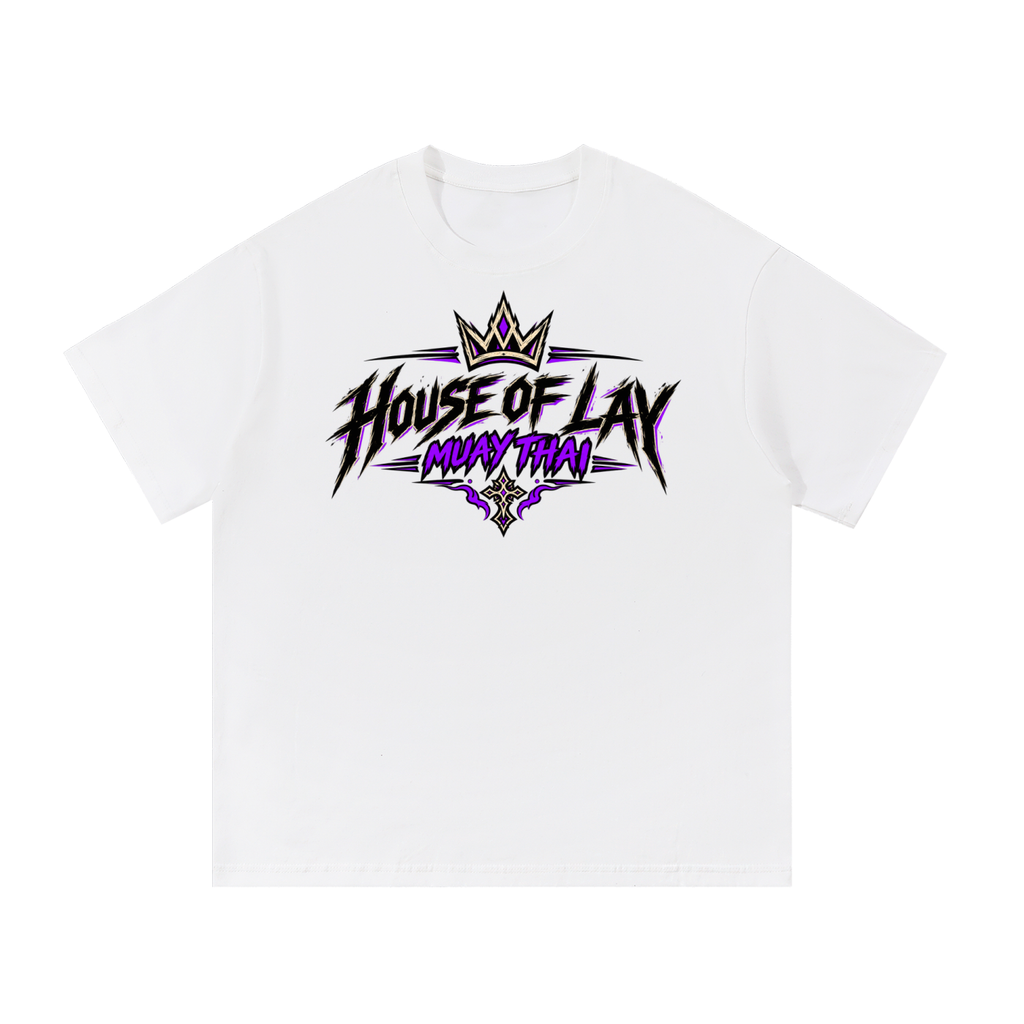House of Lay Muay Thai Rabbit Tee in white and purple, back product view