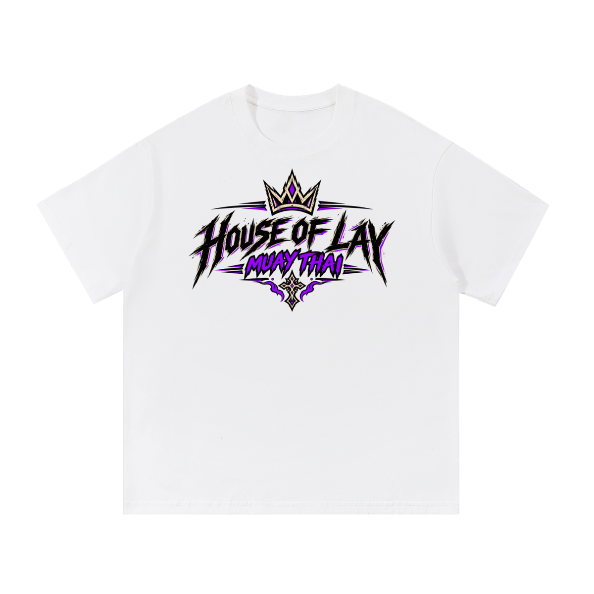 House of Lay Muay Thai Rabbit Tee in white and purple, back product view