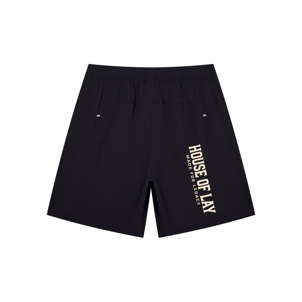 House of Lay Core Performance Shorts in black, back product view