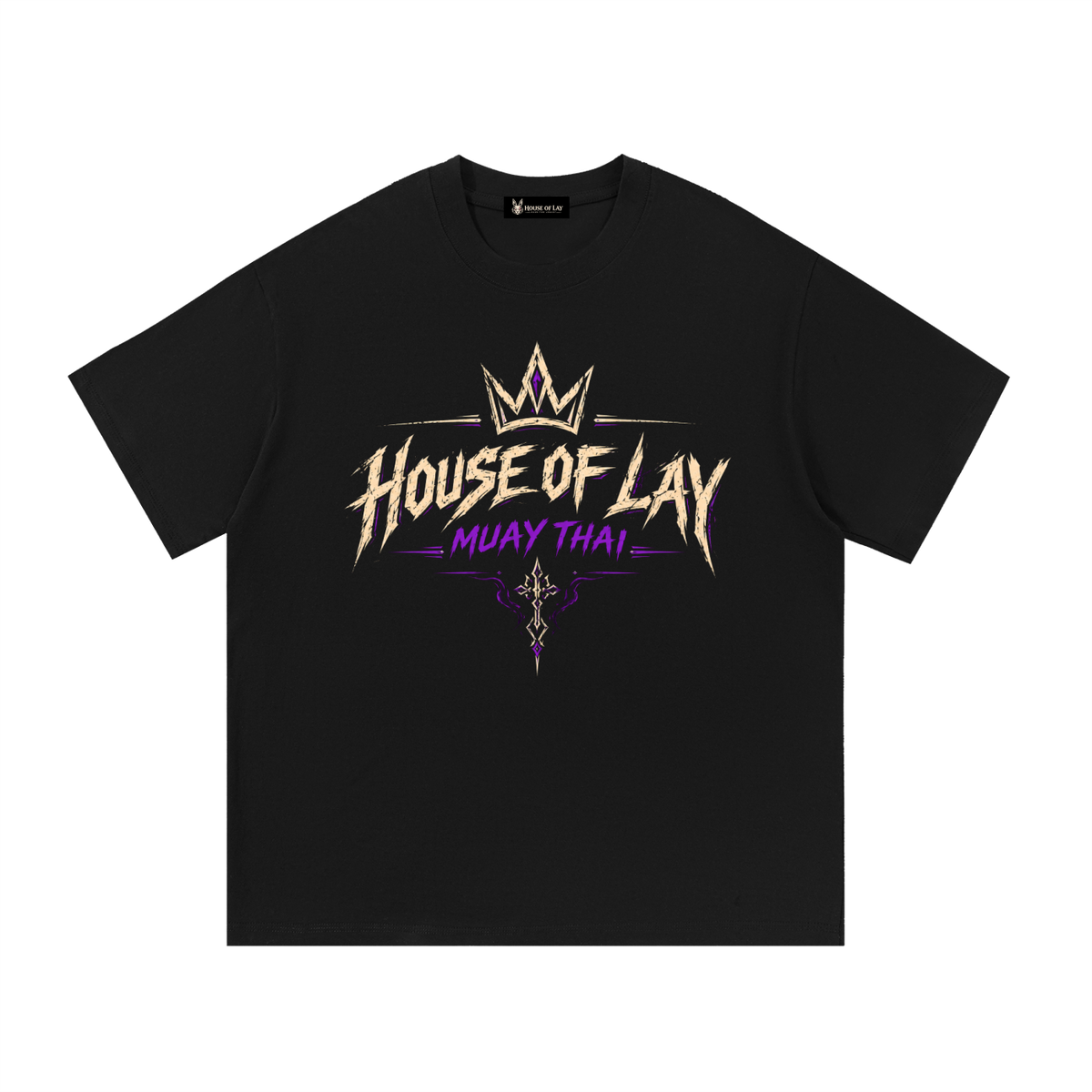 House of Lay Muay Thai Rabbit Tee in black and purple, back product view
